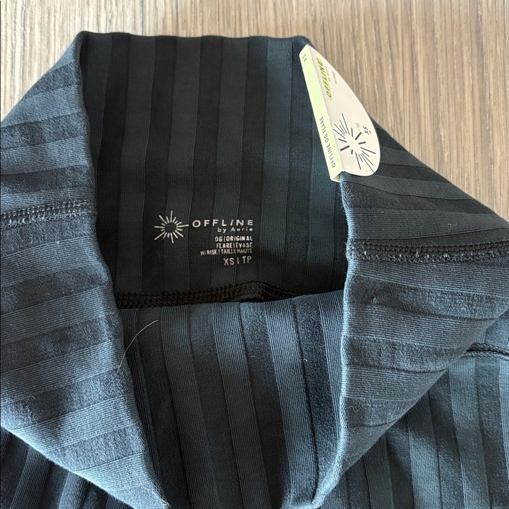 Aerie OFFLINE OG Flare Pants Ribbed High Rise Black XS NWT - Picture 2 of 6